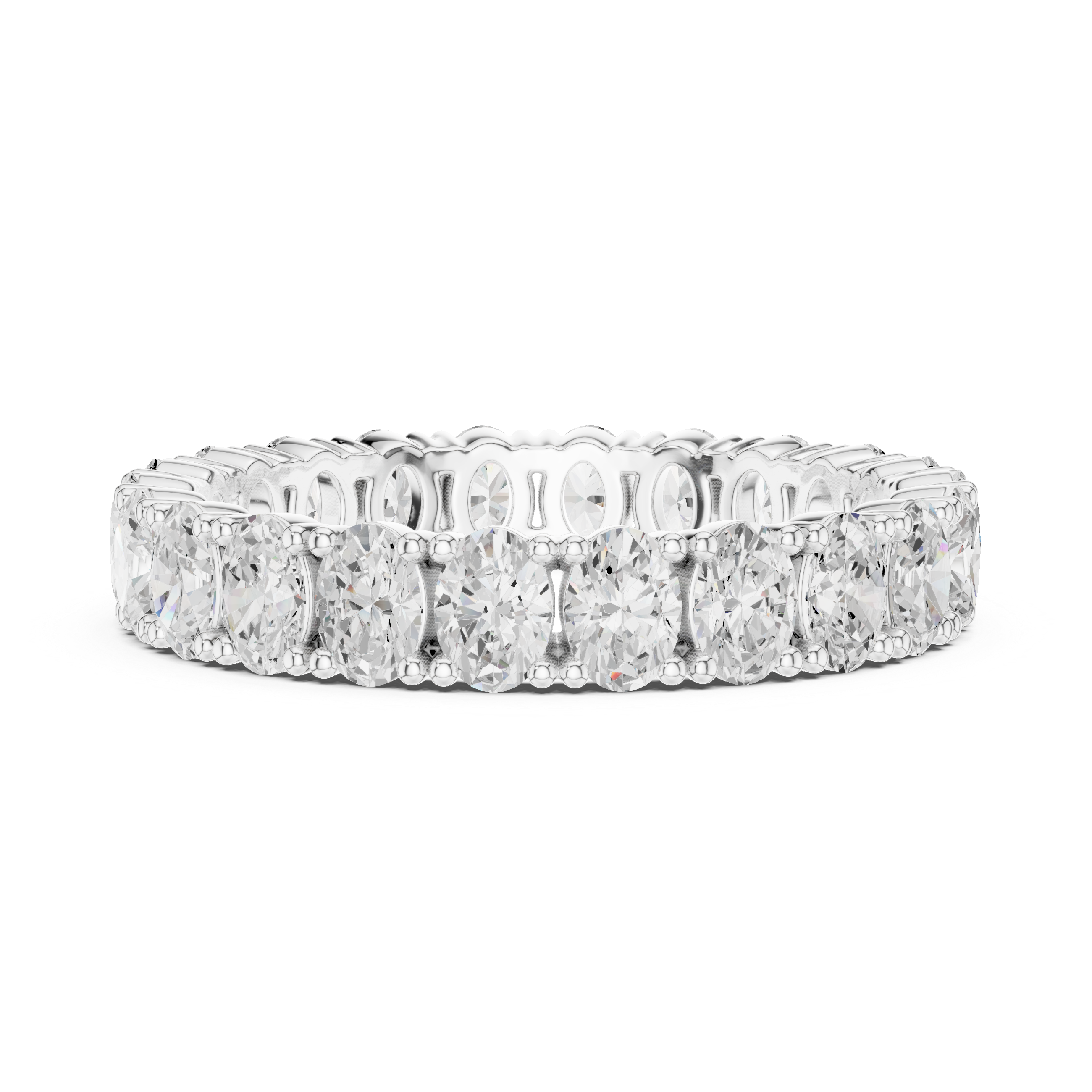 Full eternity oval cut diamond band ring with prong setting