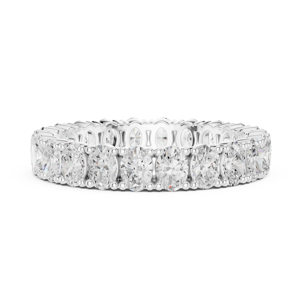 Full eternity oval cut diamond band ring with prong setting