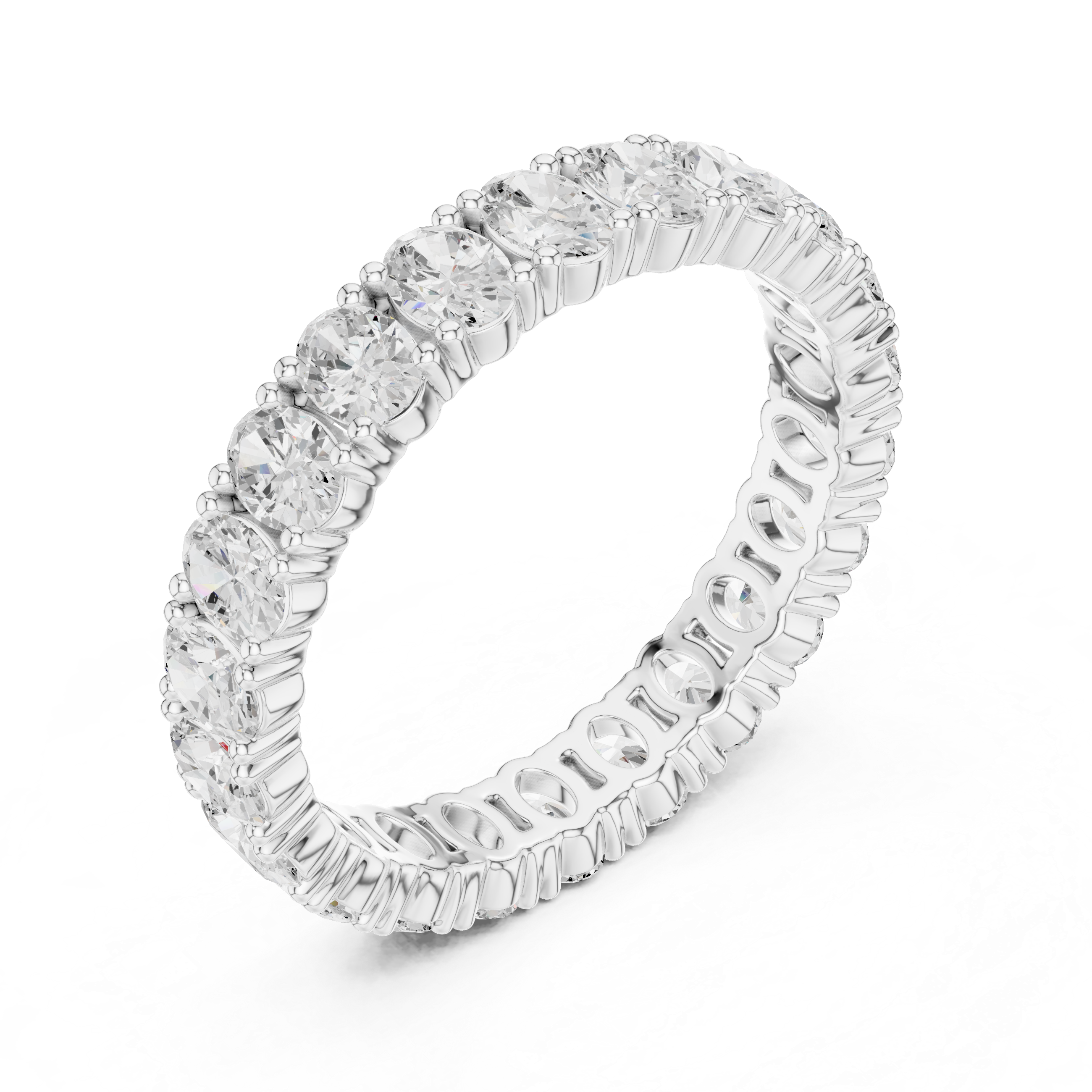 Full eternity oval cut diamond band ring with prong setting