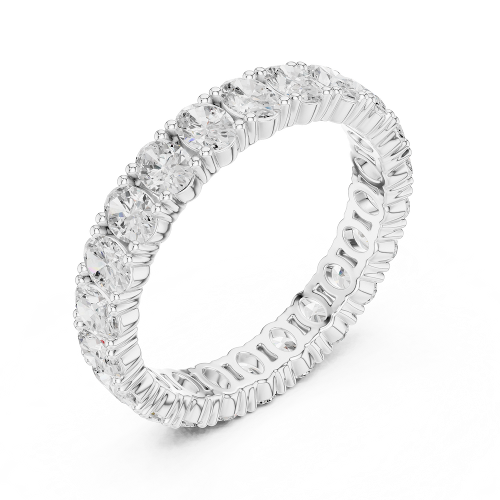 Full eternity oval cut diamond band ring with prong setting