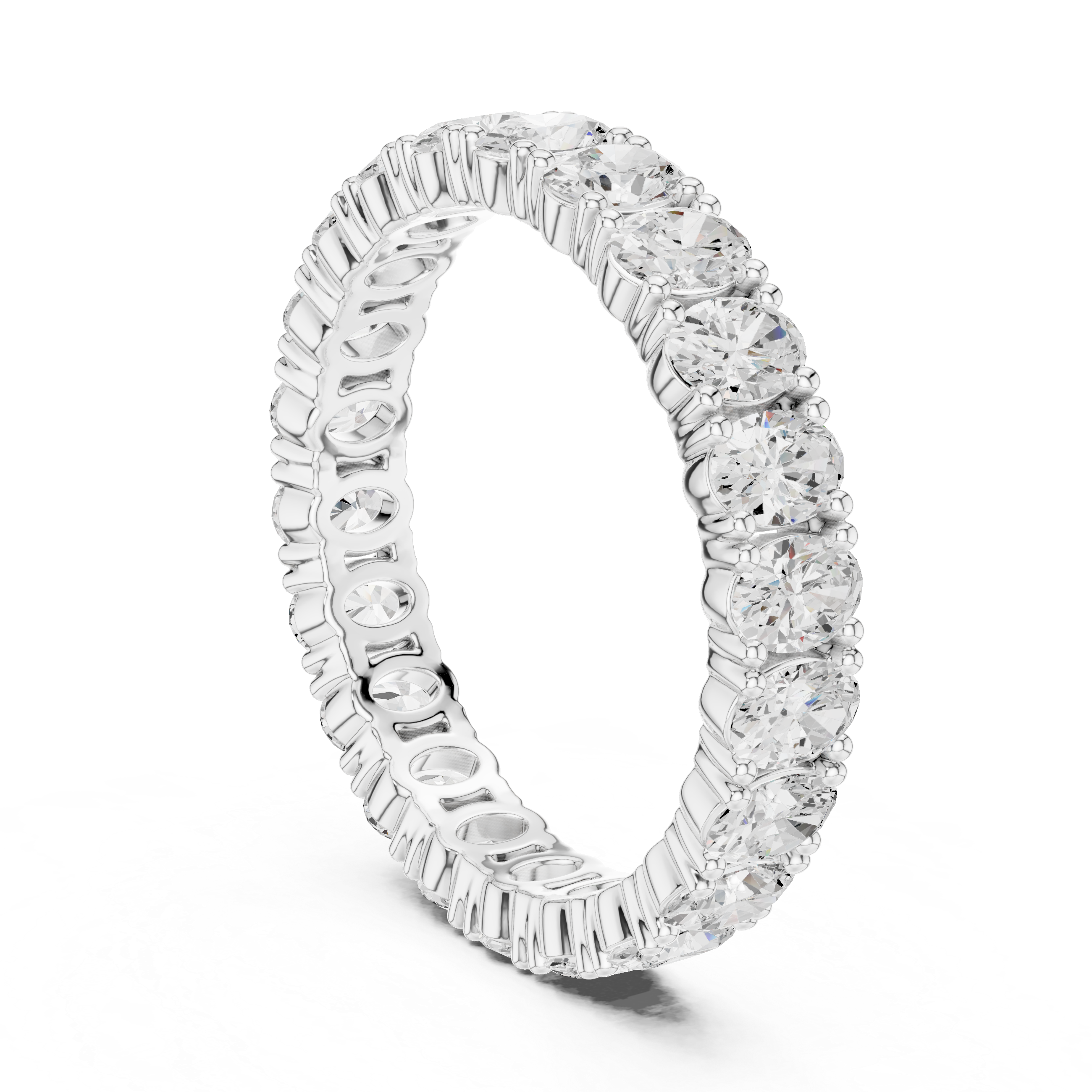 Full eternity oval cut diamond band ring with prong setting