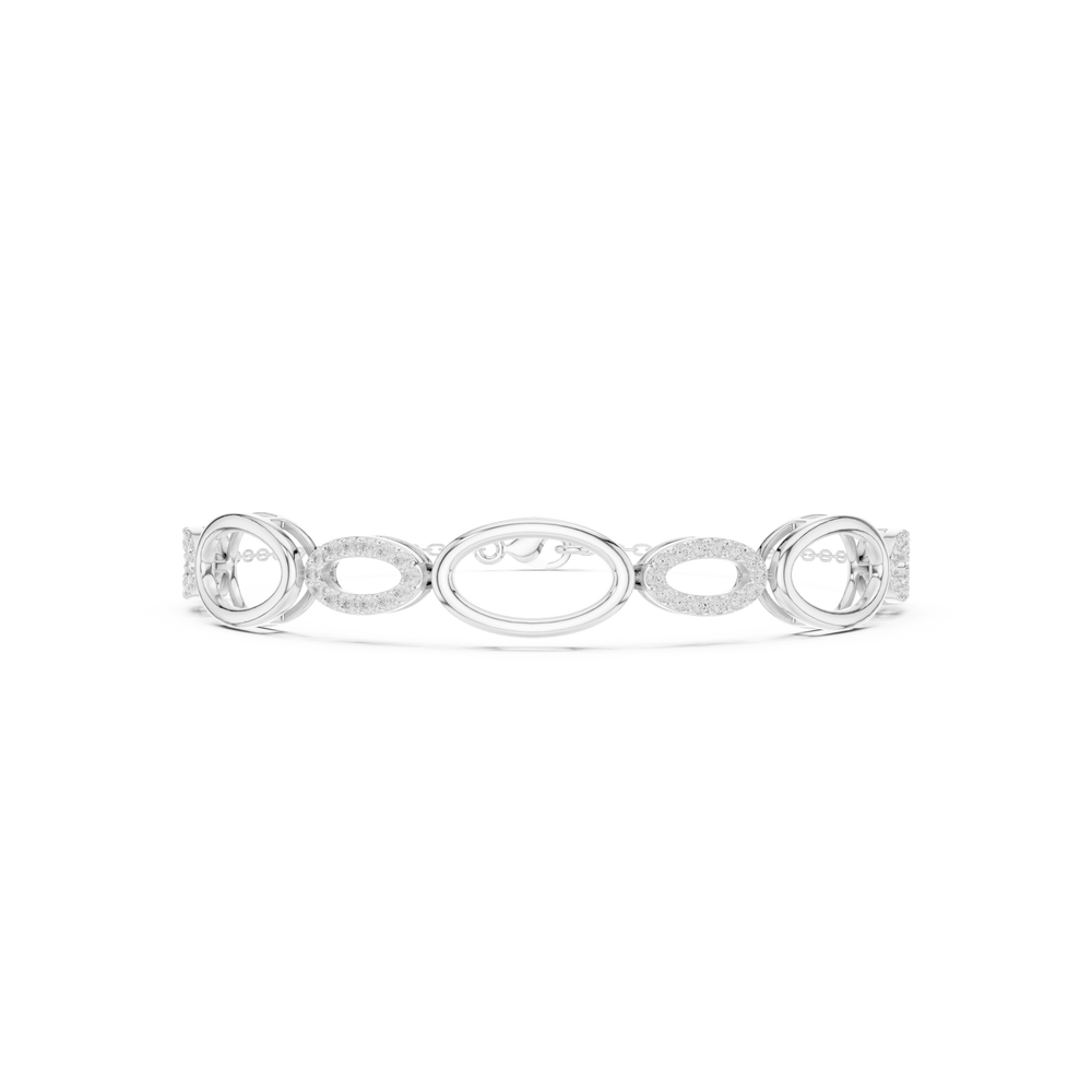 Oval link chain bracelet with open and pave set stone detailing