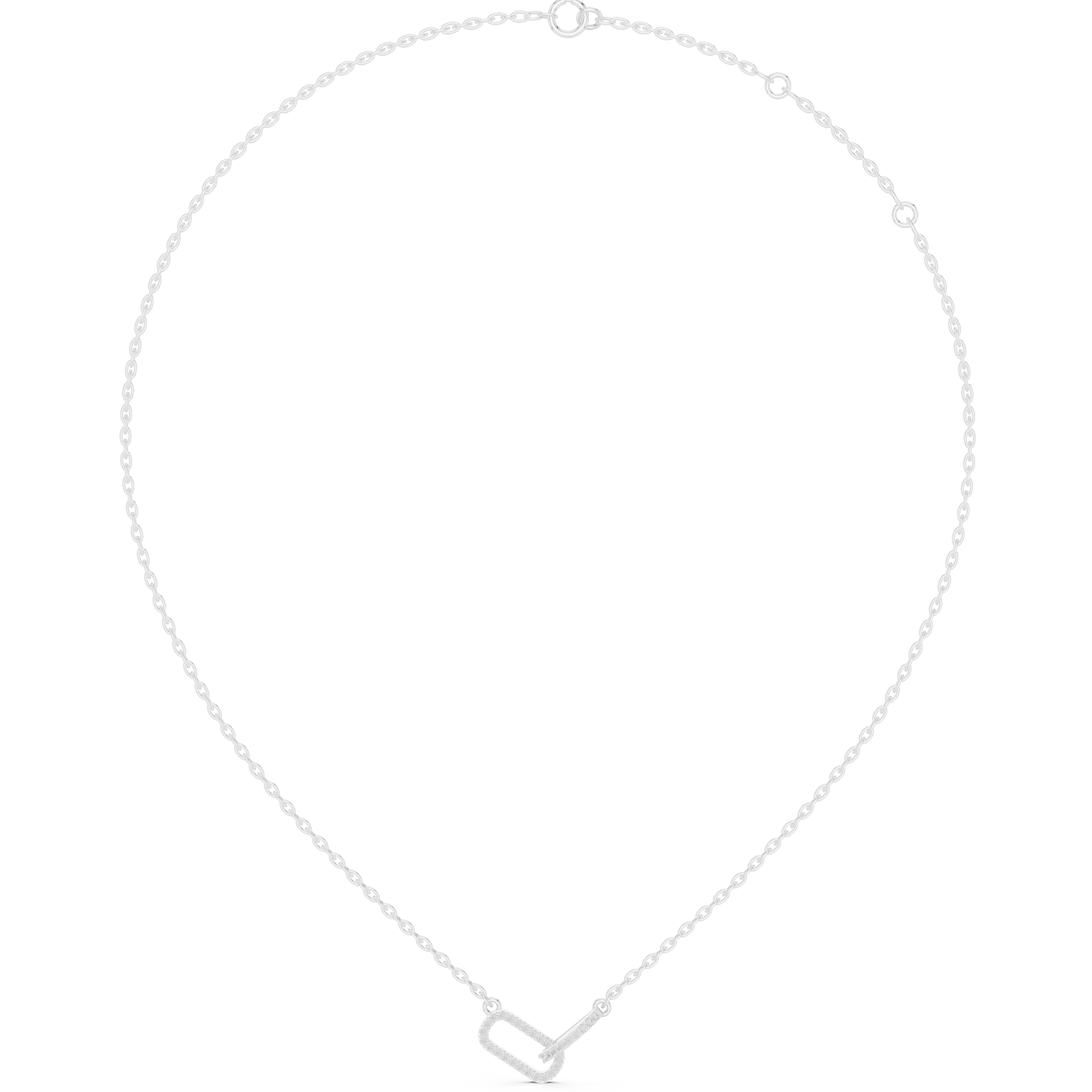 Paperclip link pave diamond pendant necklace