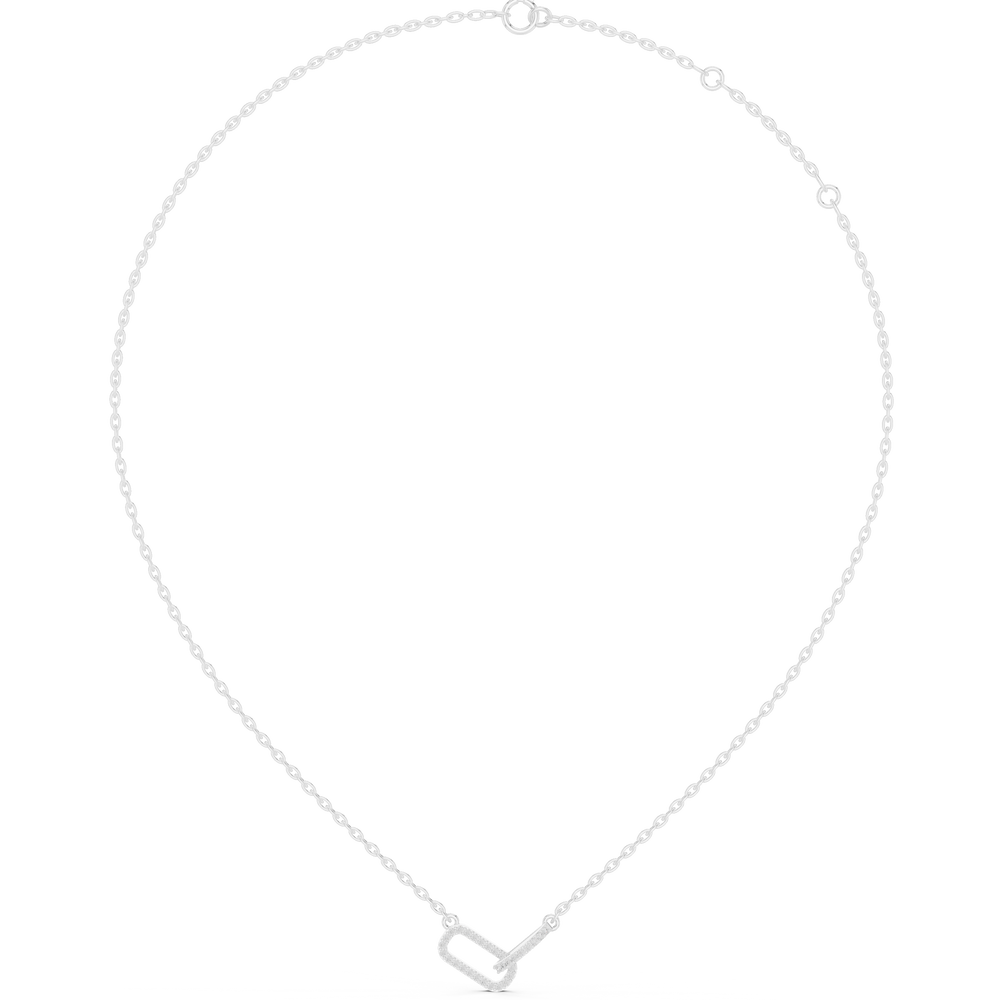 Paperclip link pave diamond pendant necklace