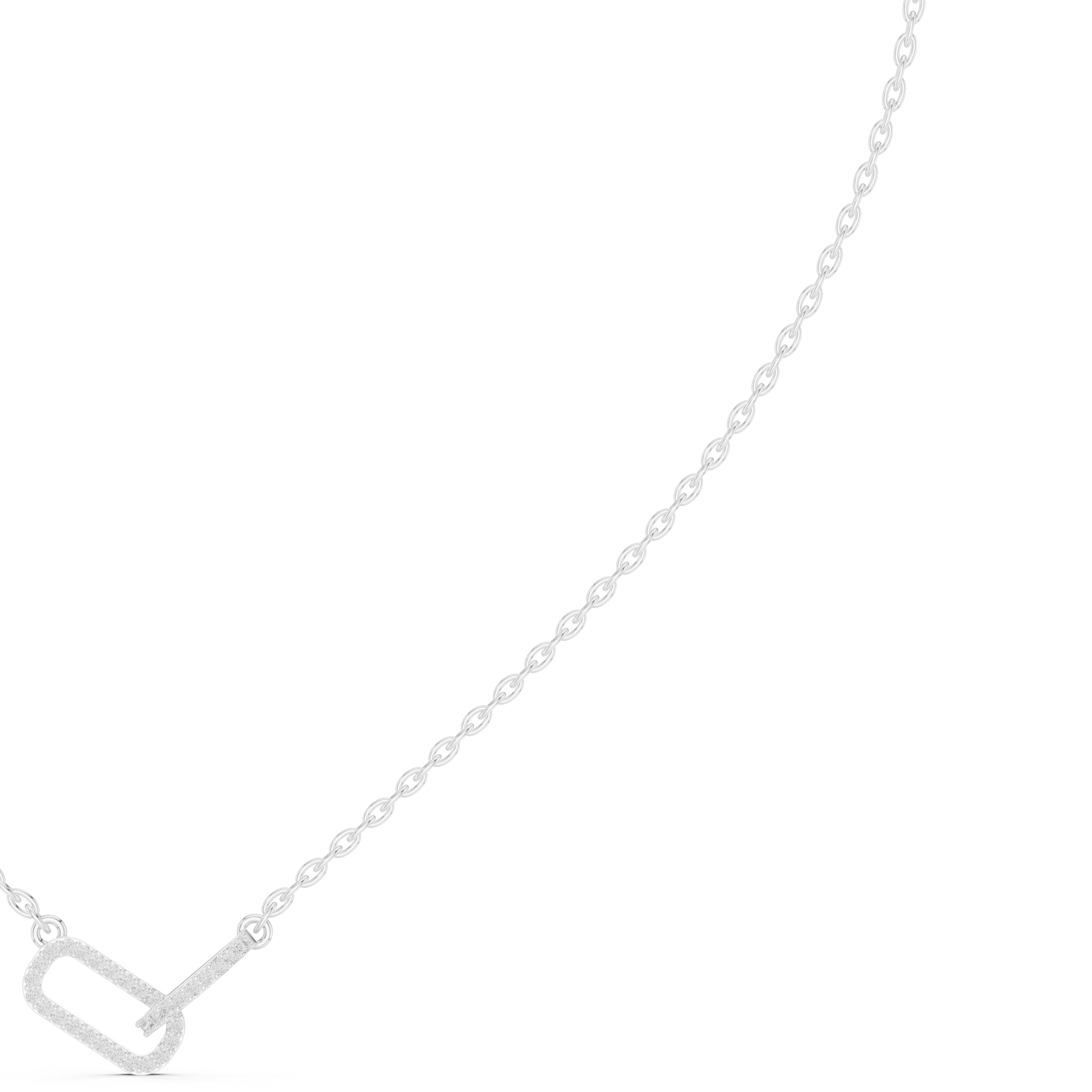 Paperclip link pave diamond pendant necklace
