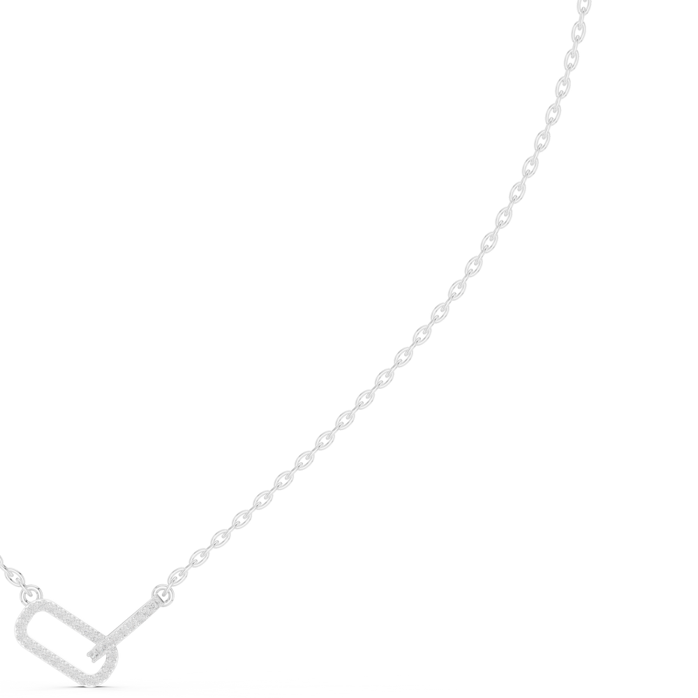 Paperclip link pave diamond pendant necklace