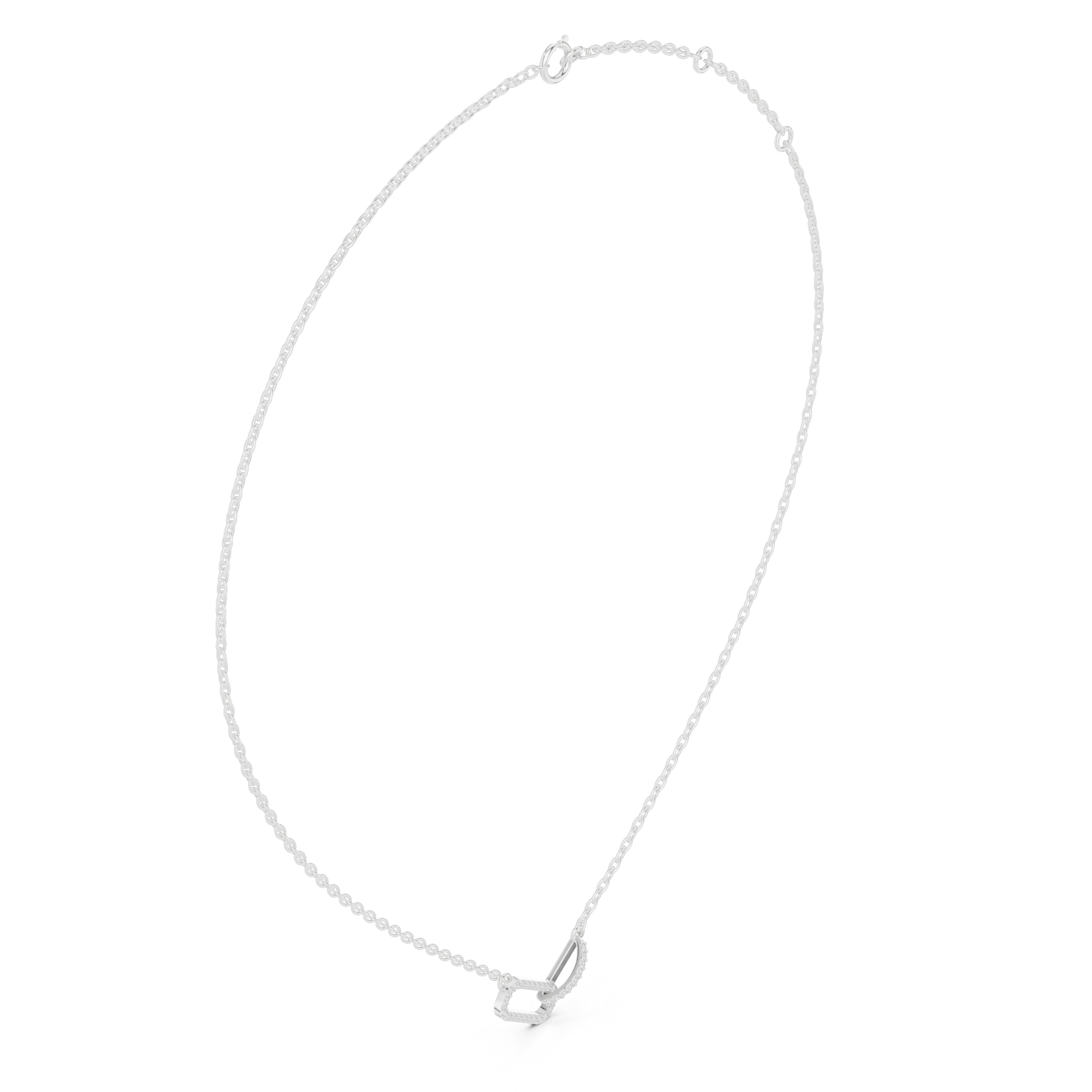 Paperclip link pave diamond pendant necklace