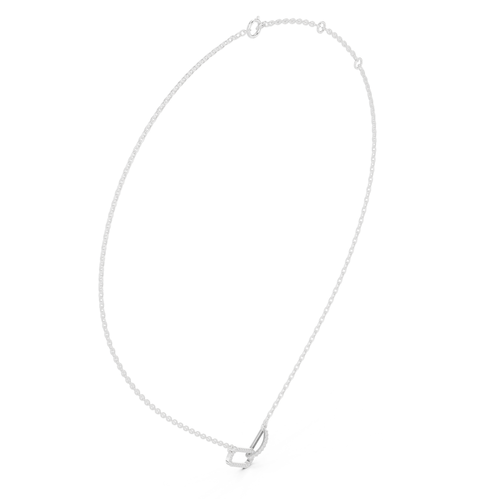 Paperclip link pave diamond pendant necklace