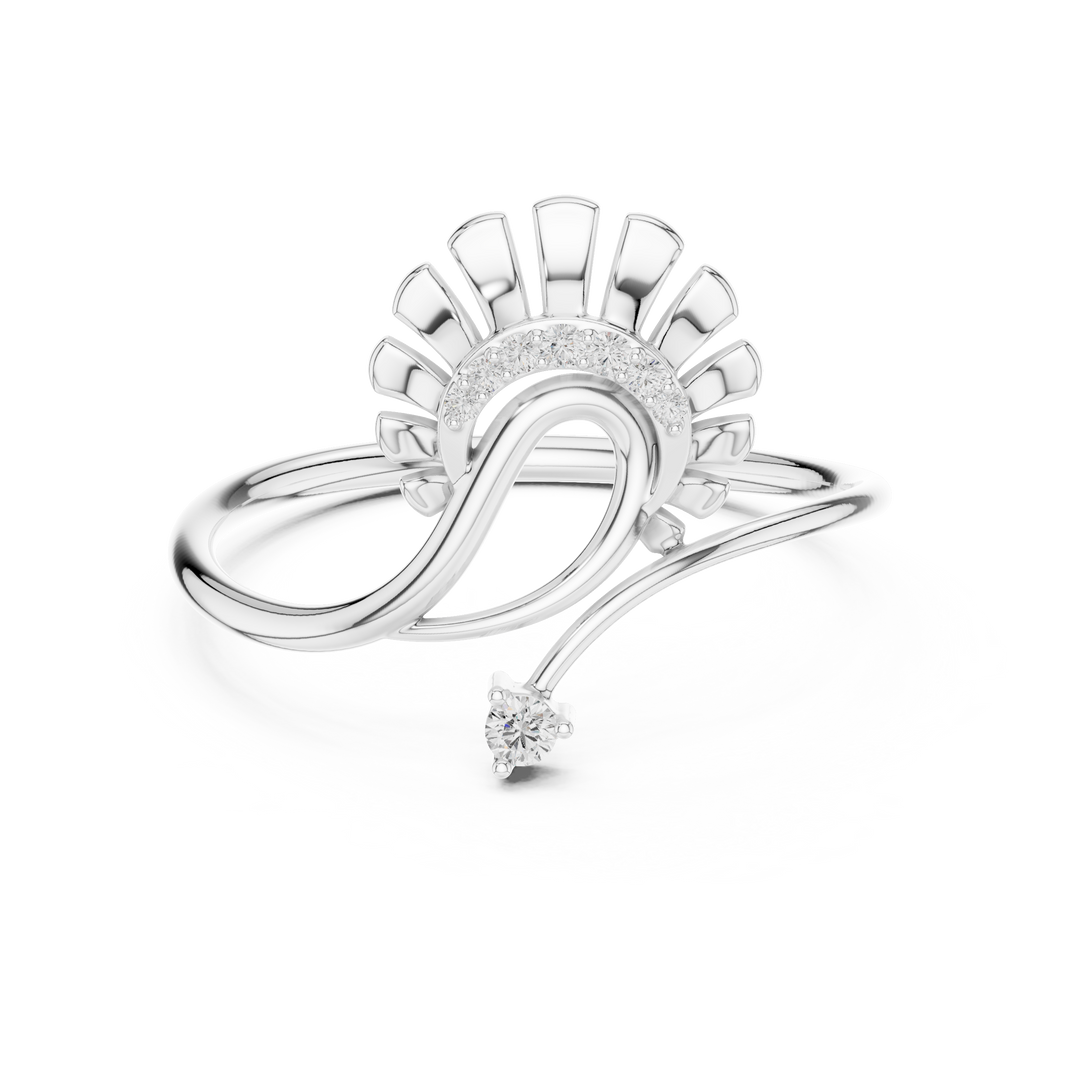  peacock design diamond ring with solitaire accent