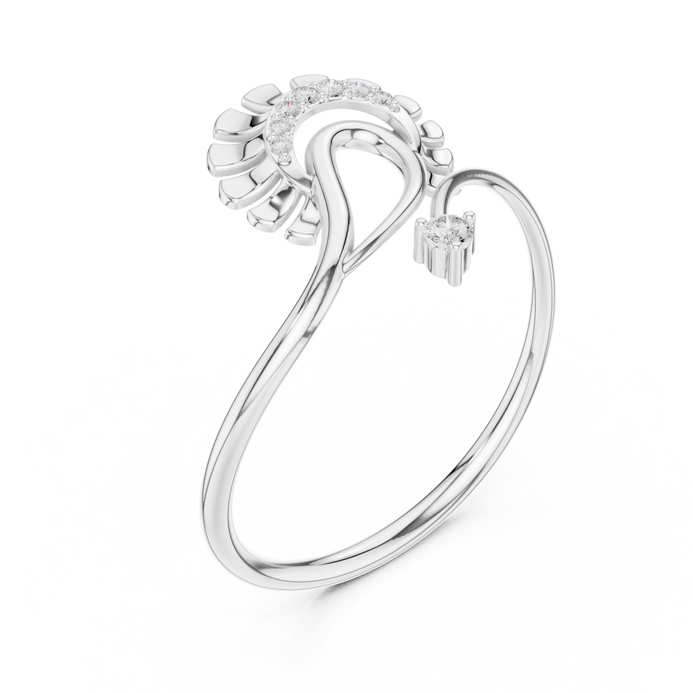  peacock design diamond ring with solitaire accent