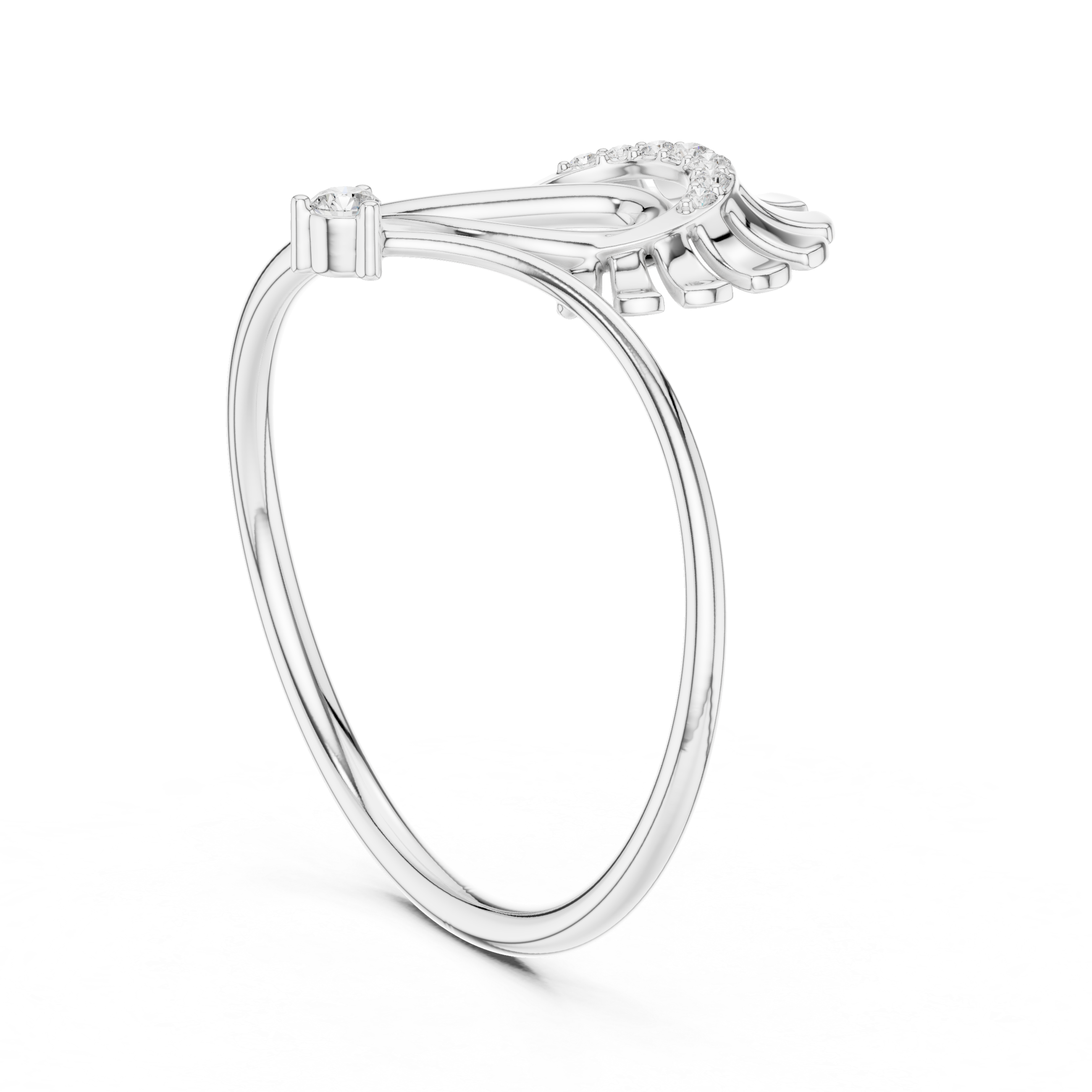  peacock design diamond ring with solitaire accent