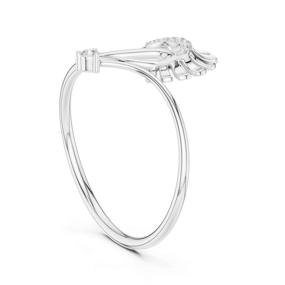  peacock design diamond ring with solitaire accent