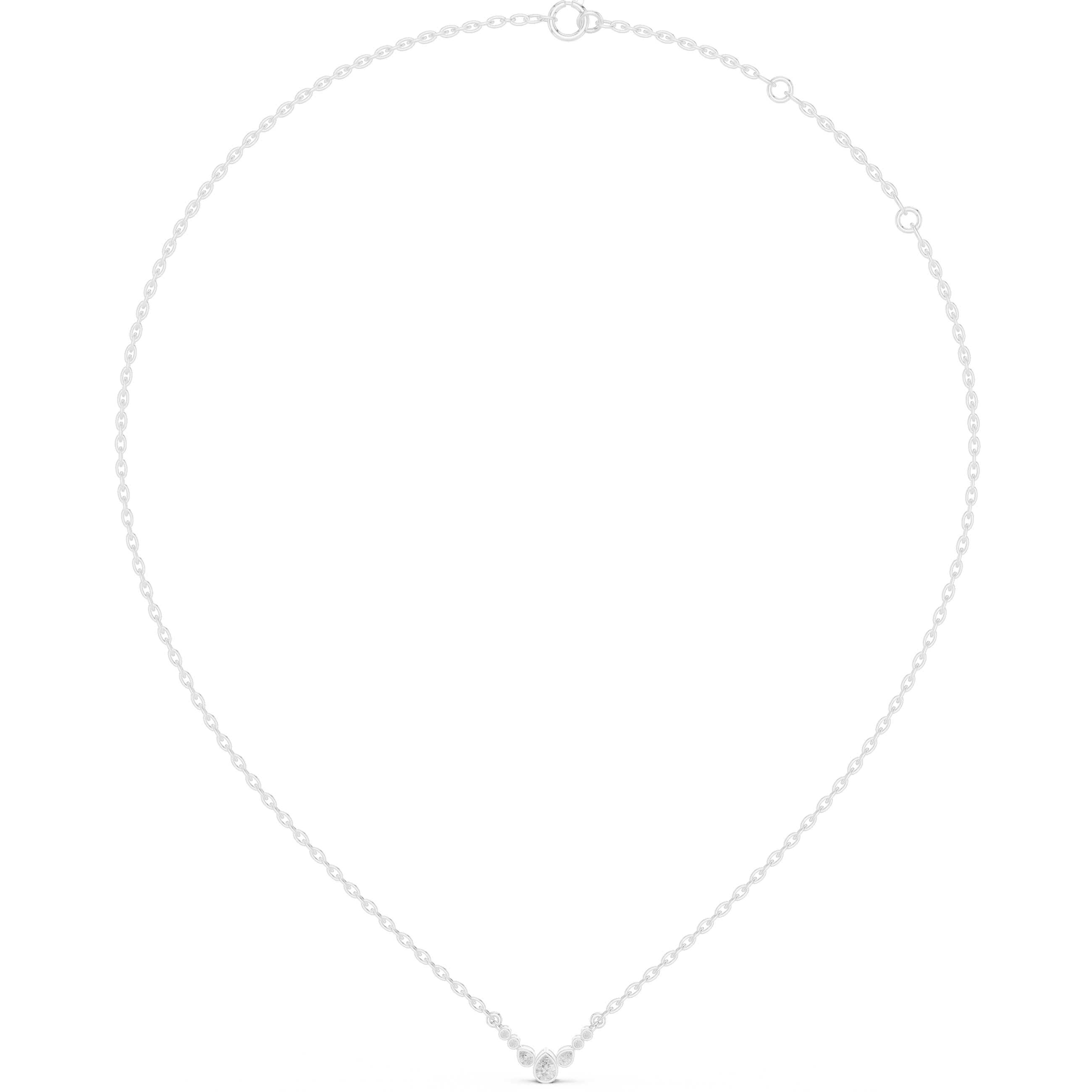 Pear bezel set diamond solitaire necklace
