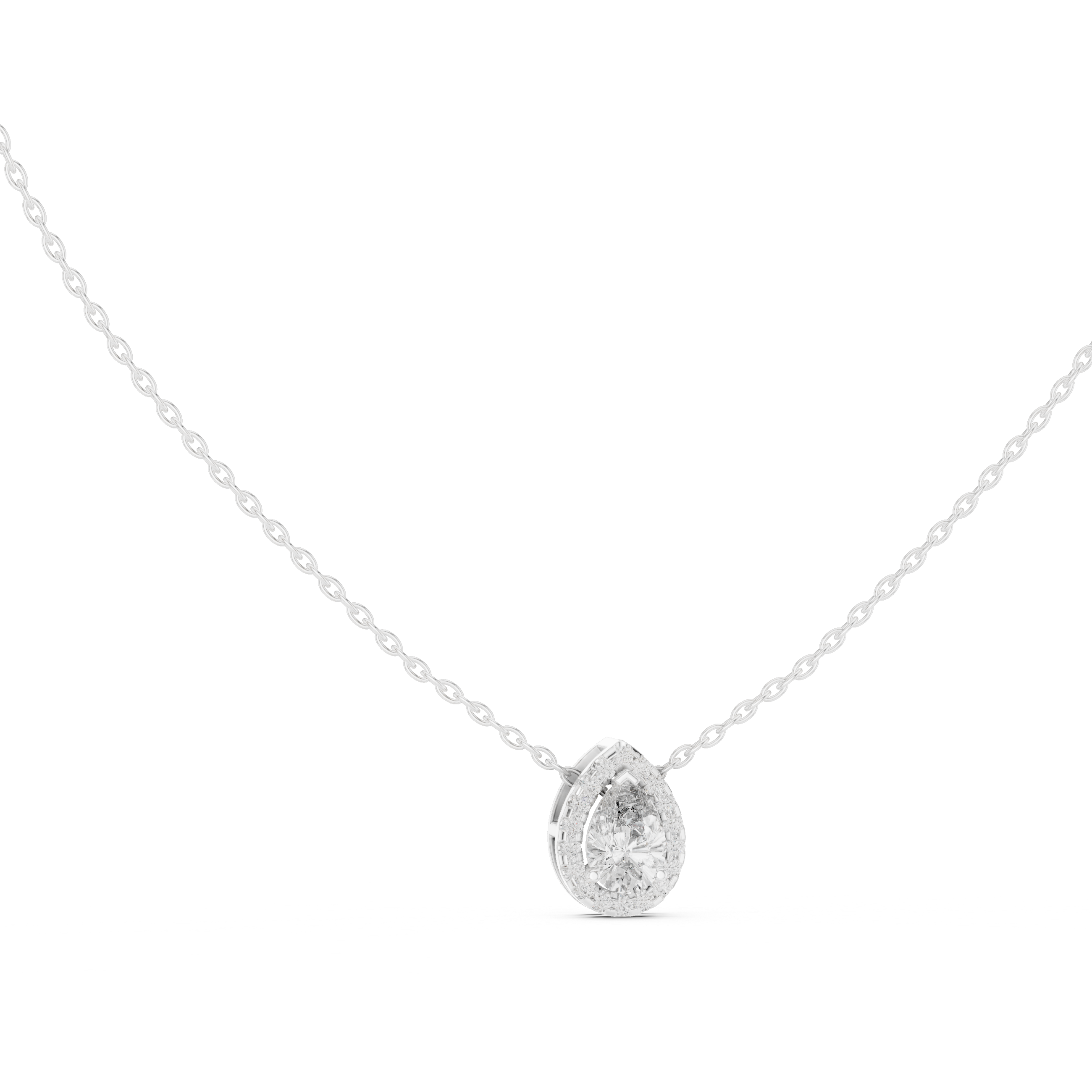 Pear cut bezel set solitaire diamond pendant necklace