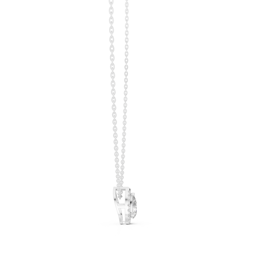 Pear cut bezel set solitaire diamond pendant necklace