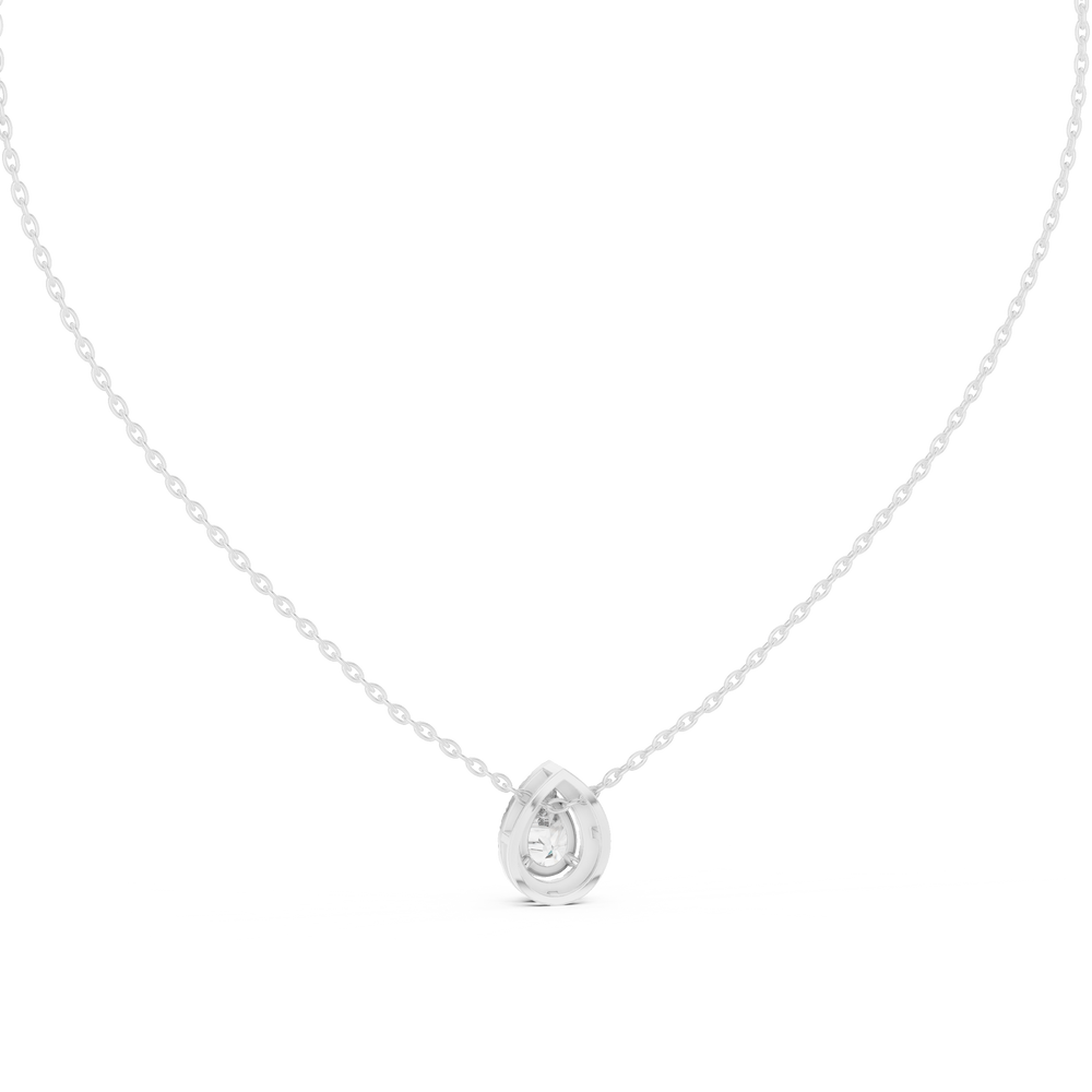 Pear cut bezel set solitaire diamond pendant necklace
