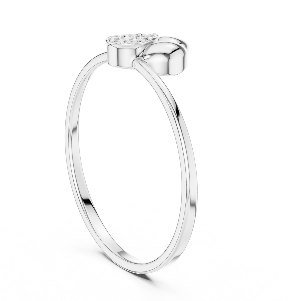 Pear drop flame Ring with sculpted petal top and pave teardrop centre