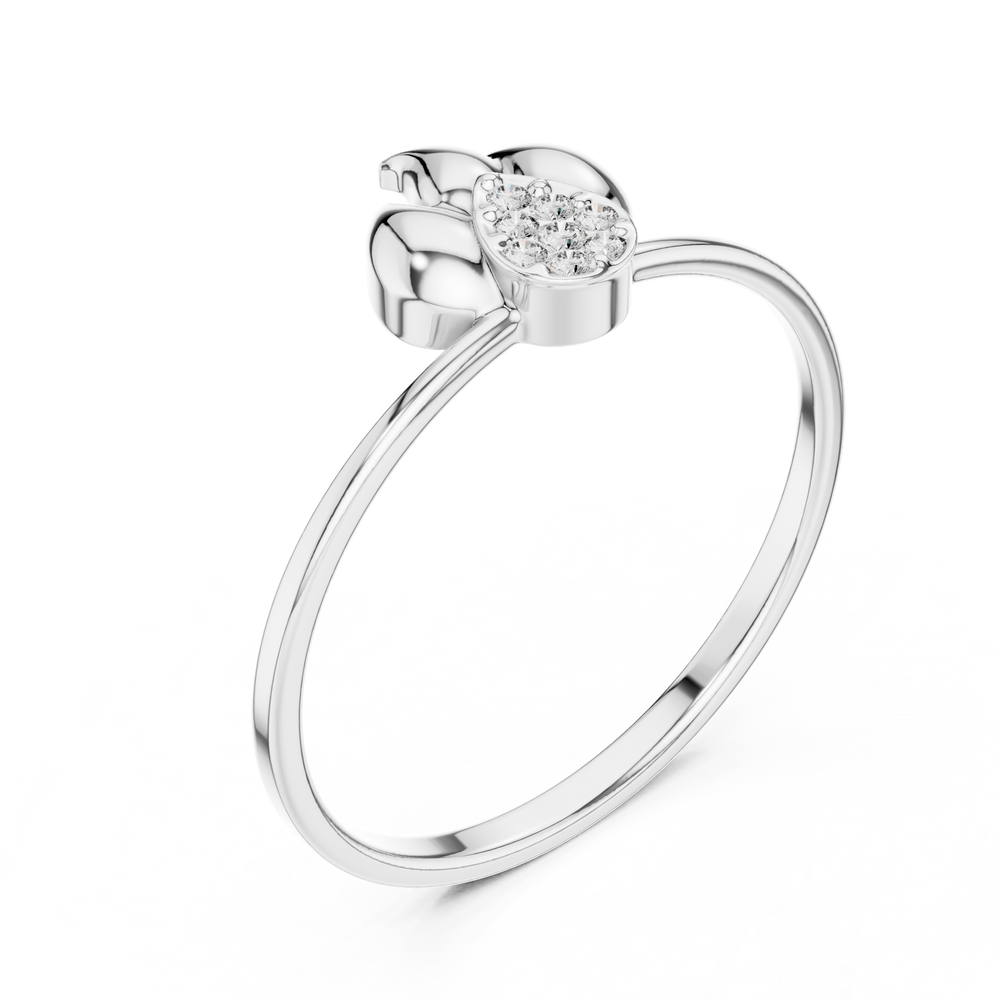 Pear drop flame Ring with sculpted petal top and pave teardrop centre