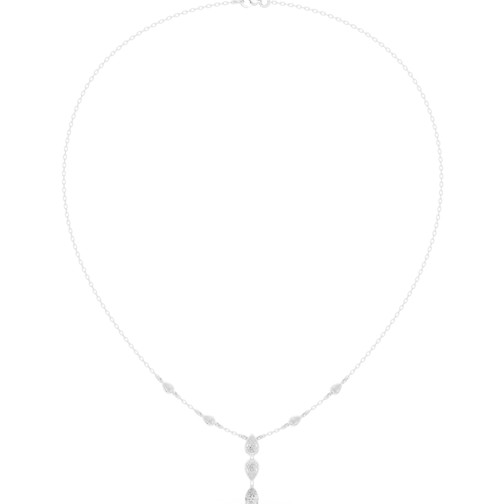 Pear and marquise diamond drop station necklace with bezel set chain accents