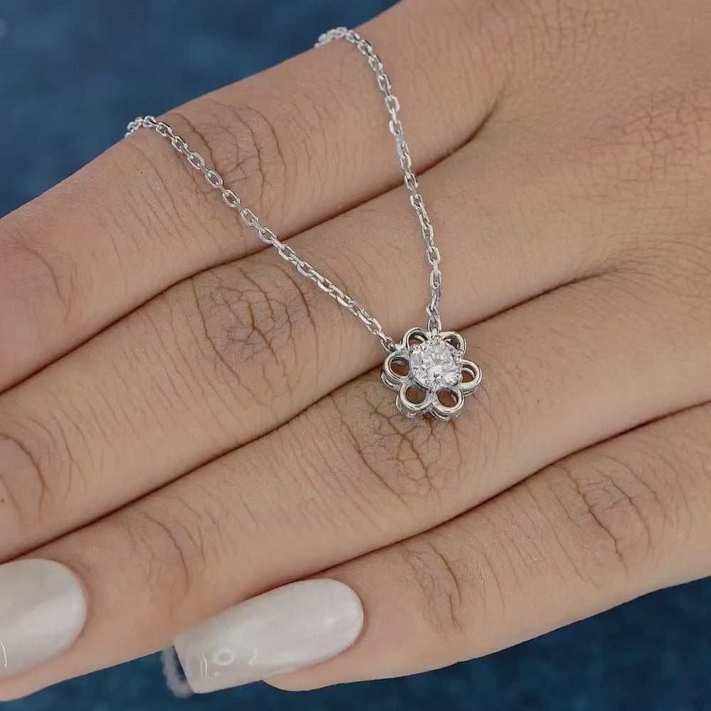 925 sterling silver Flower Stud Necklace for women India