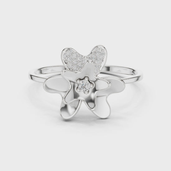 butterfly and flower diamond ring with solitaire centre stone