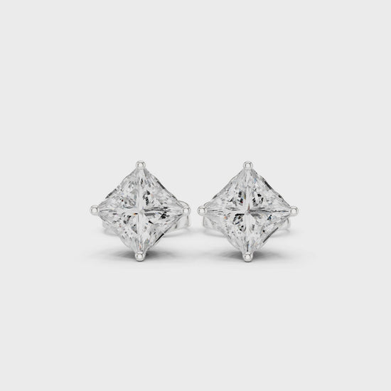 Elegant square solitaire stud earrings for women