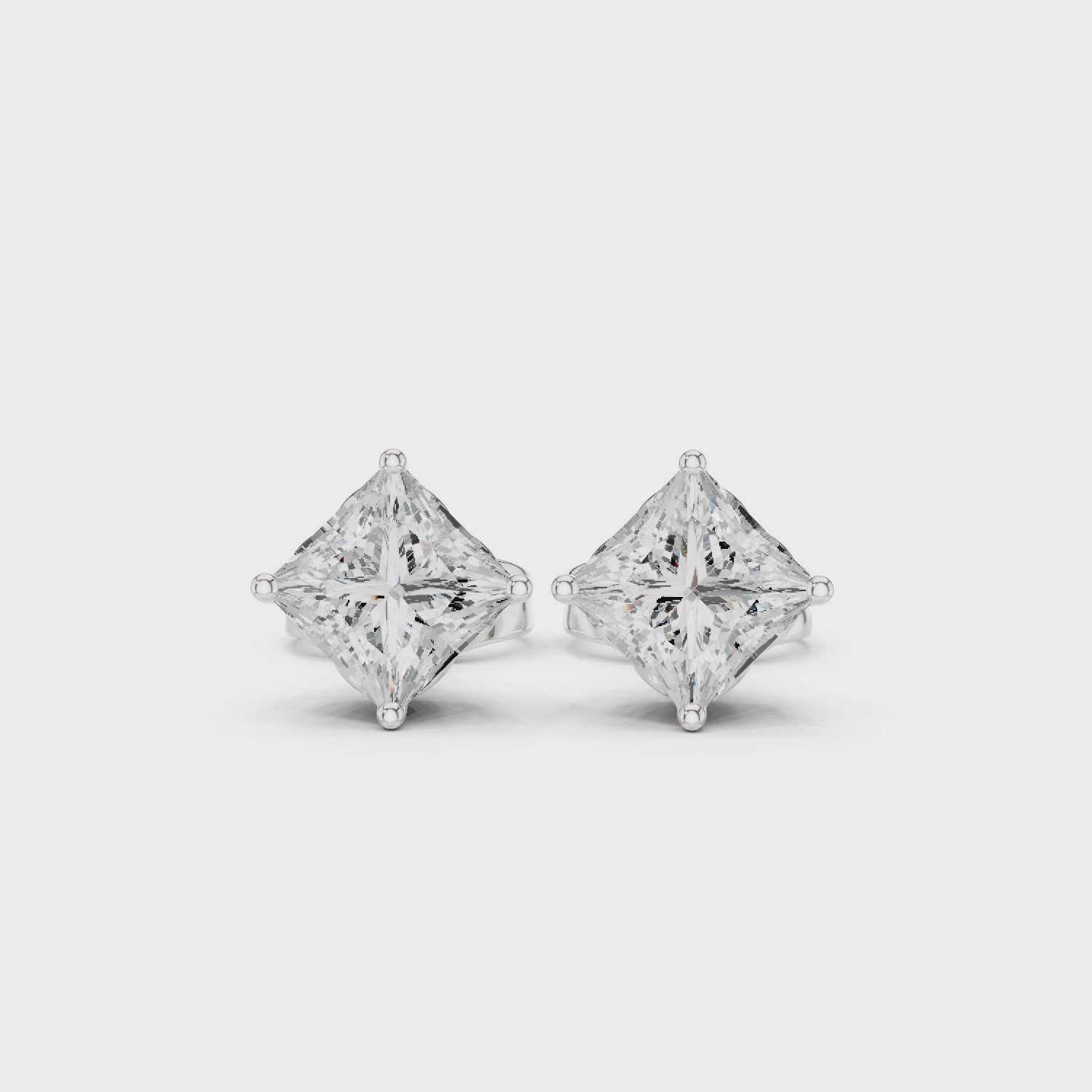 Elegant square solitaire stud earrings for women
