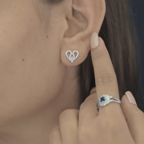 925 sterling Heart Diamond Earring