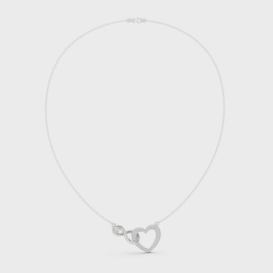 Infinity heart interlinked pave diamond pendant necklace