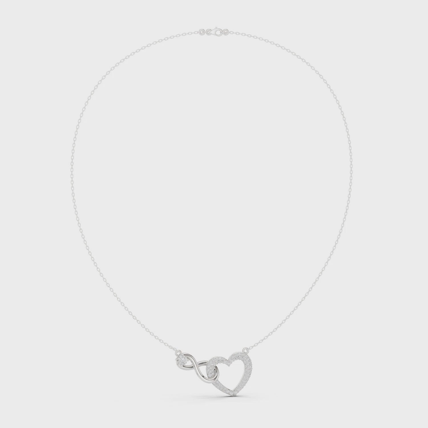 Infinity heart interlinked pave diamond pendant necklace