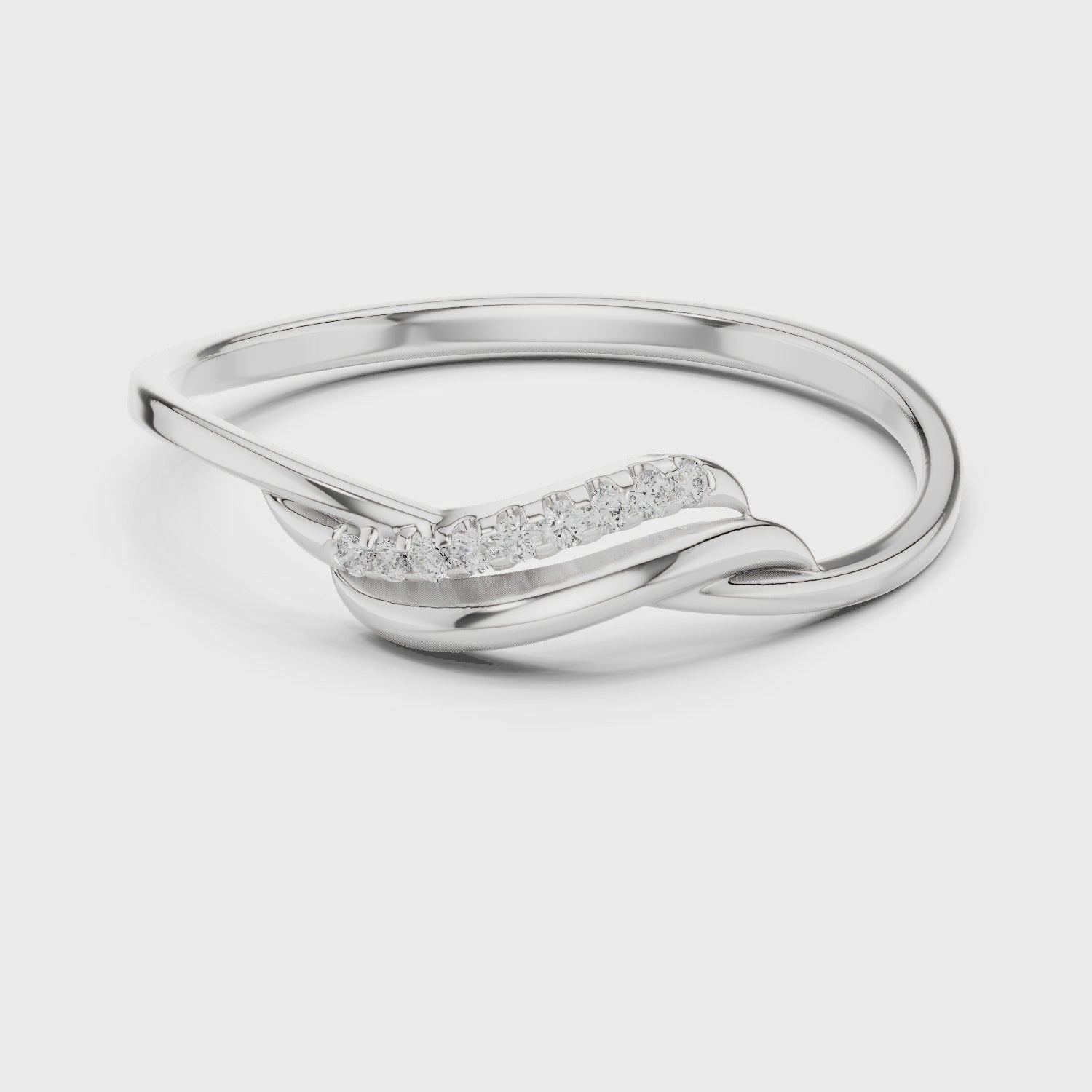 wave design diamond ring with twisted band
