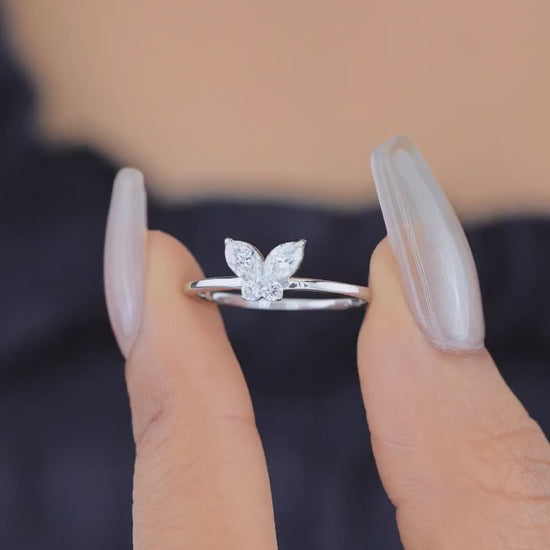 925 sterling Butterfly Diamond Ring