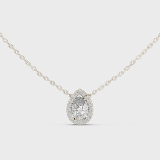 Pear cut bezel set solitaire diamond pendant necklace