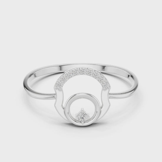 double circle solitaire diamond ring with pave setting