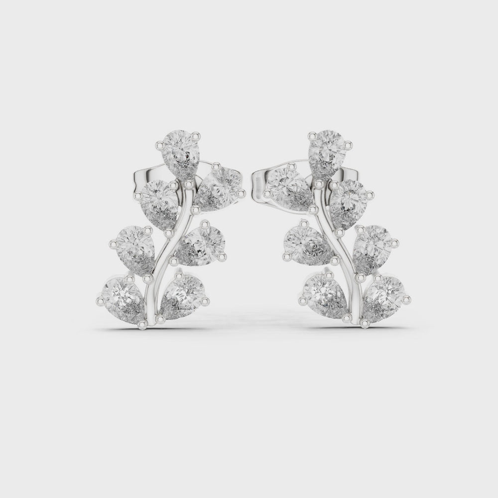Elegant floral leaf cluster earrings for women