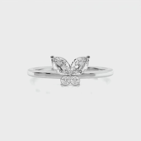 925 sterling Butterfly Diamond Rings
