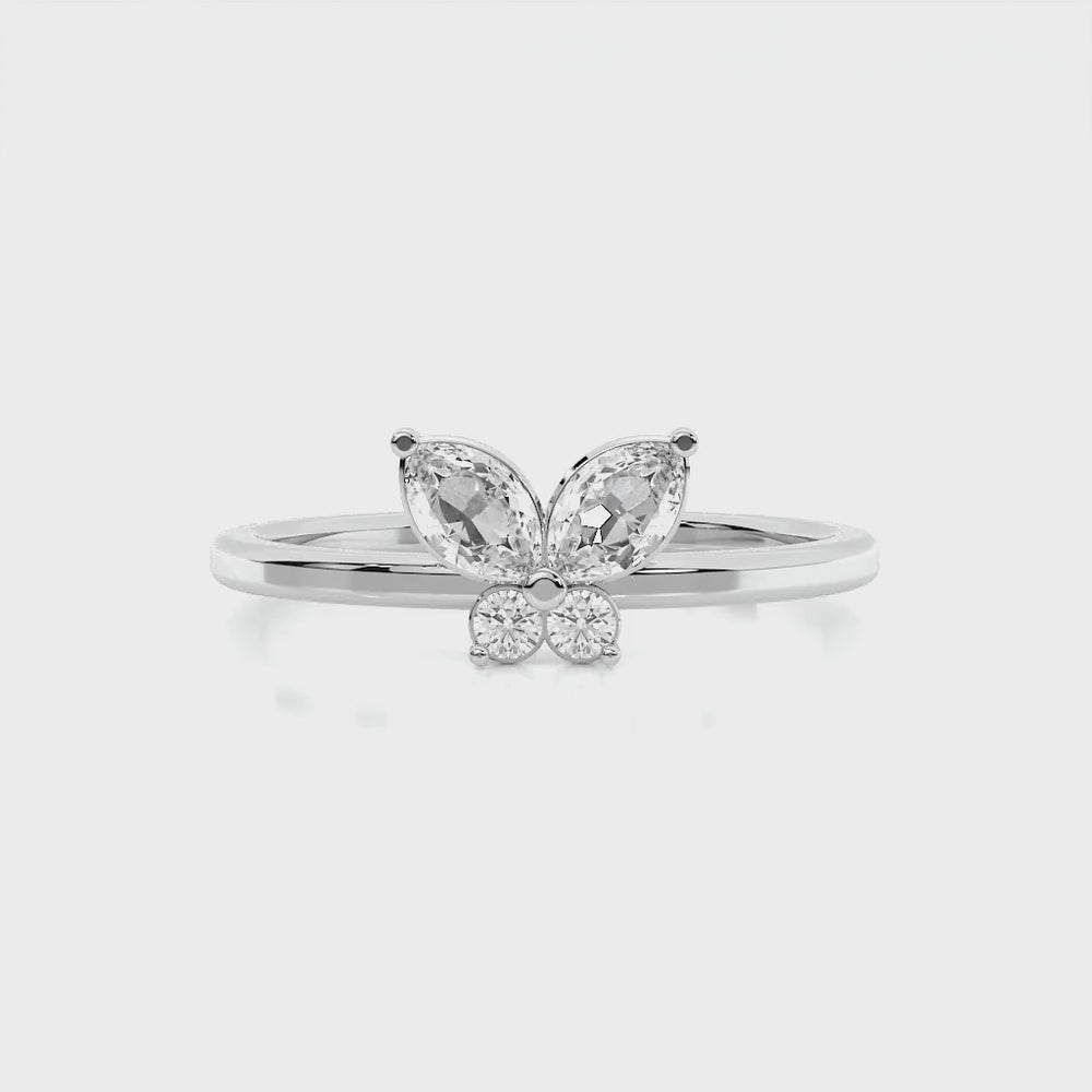 925 sterling Butterfly Diamond Rings