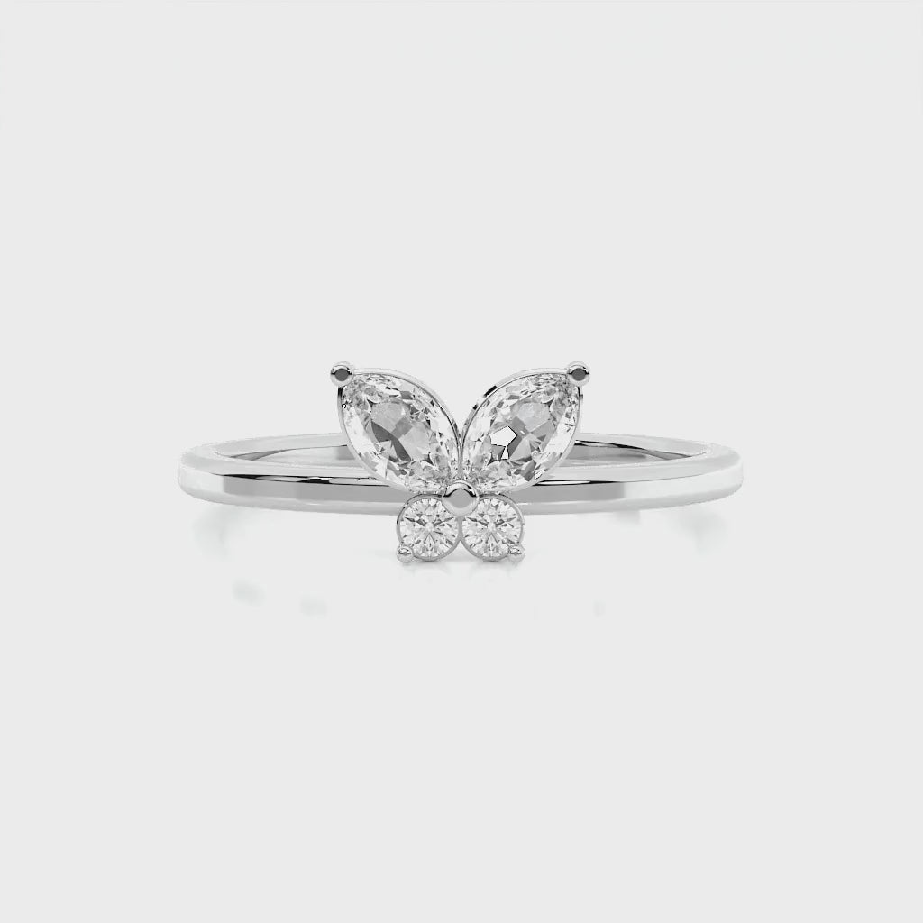 925 sterling Butterfly Diamond Rings