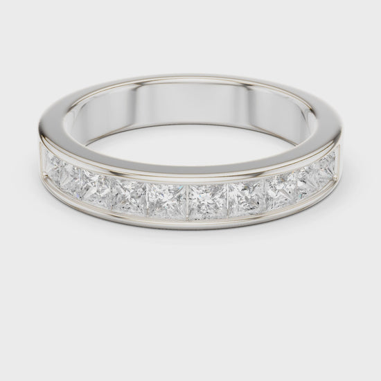 Half eternity princess cut channel set diamond band