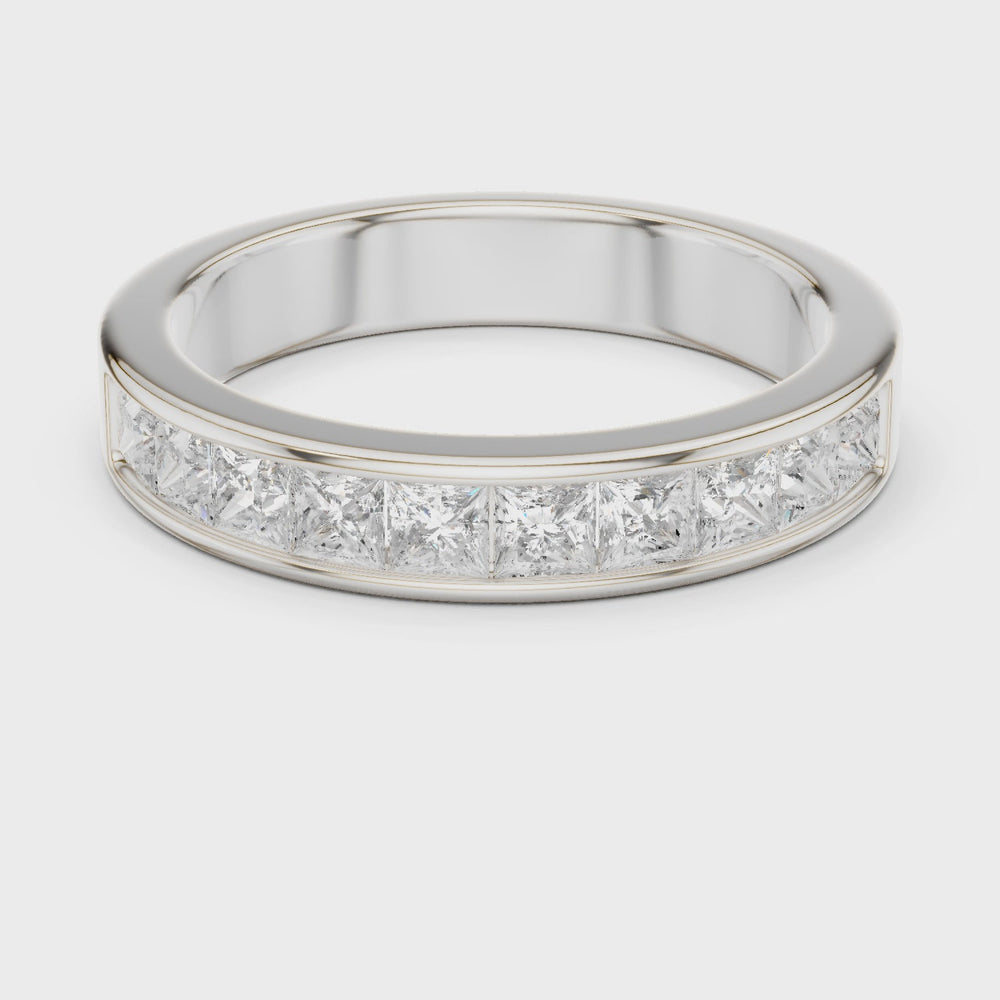 Half eternity princess cut channel set diamond band