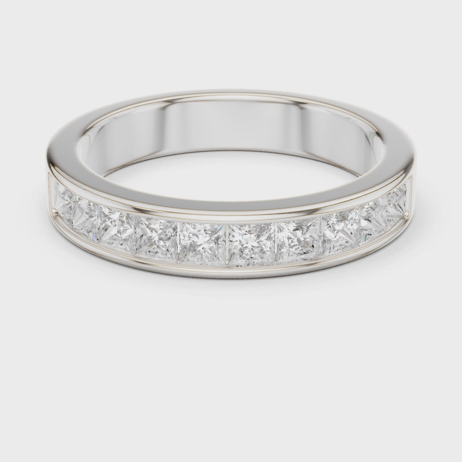 Half eternity princess cut channel set diamond band