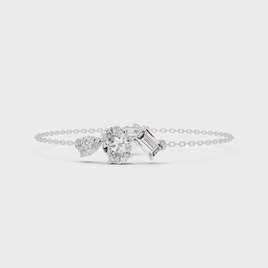 Multi shape chain bracelet with hexagon and mixed cut stone detailing