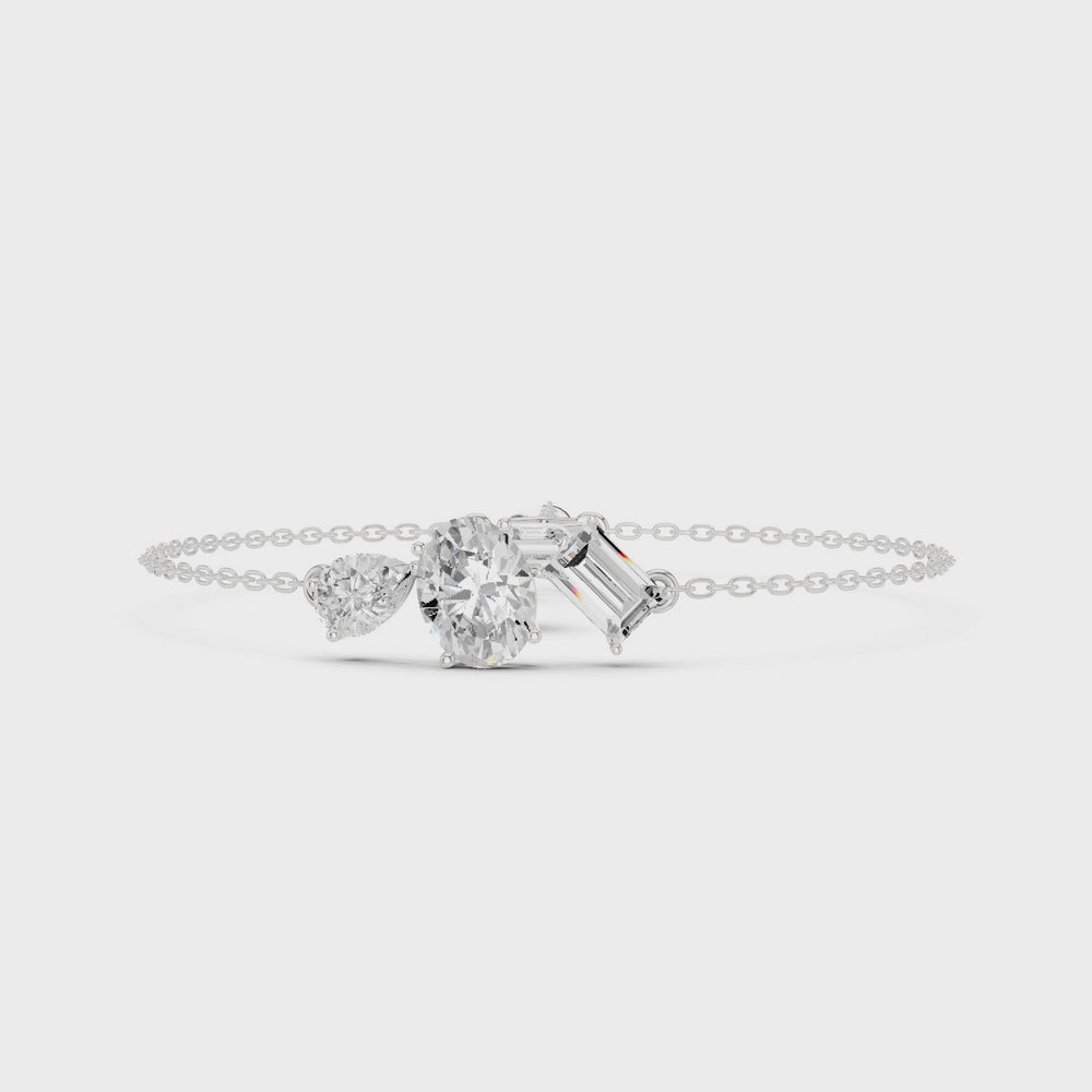 Multi shape chain bracelet with hexagon and mixed cut stone detailing