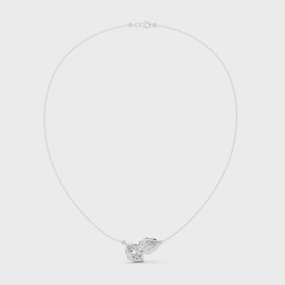 Toi et moi marquise and pear cut bezel set diamond necklace