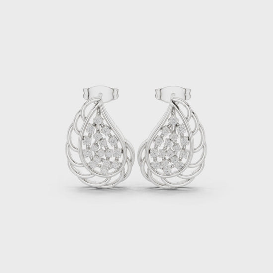 Grid pattern baguette hoop earrings with open bar and cluster detailing
