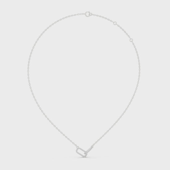 Paperclip link pave diamond pendant necklace