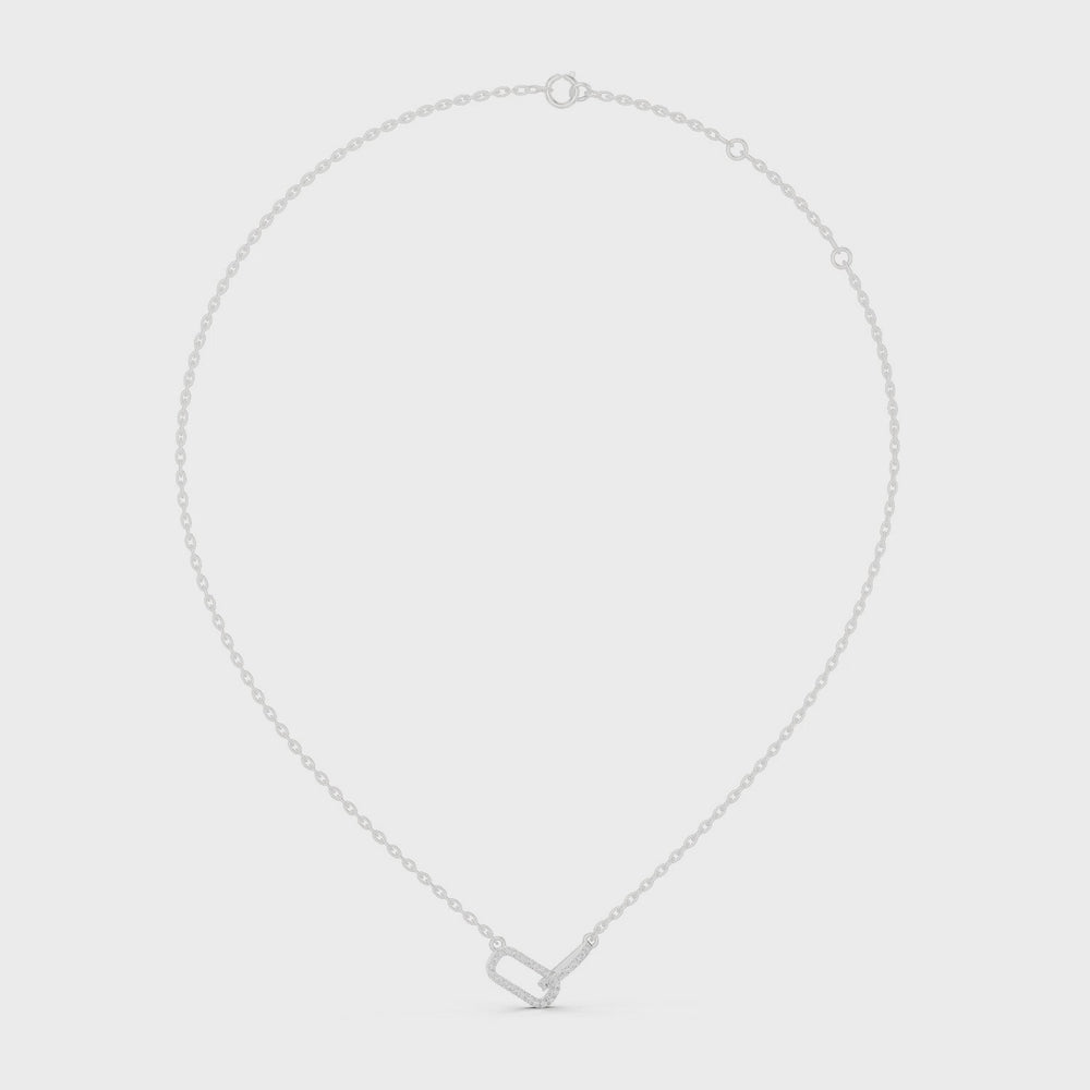Paperclip link pave diamond pendant necklace