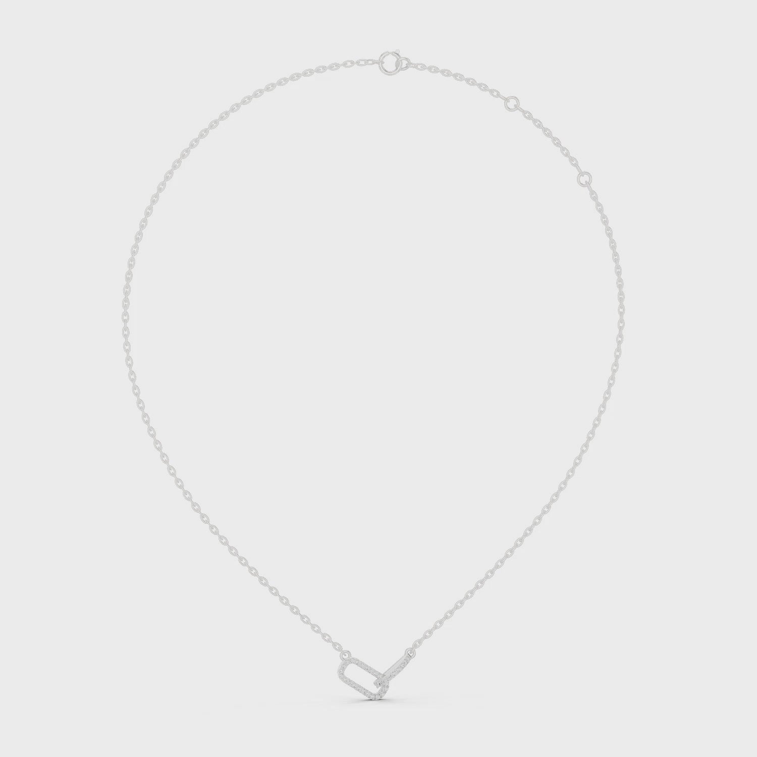 Paperclip link pave diamond pendant necklace