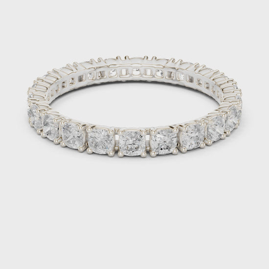 Full eternity cushion cut diamond band ring 