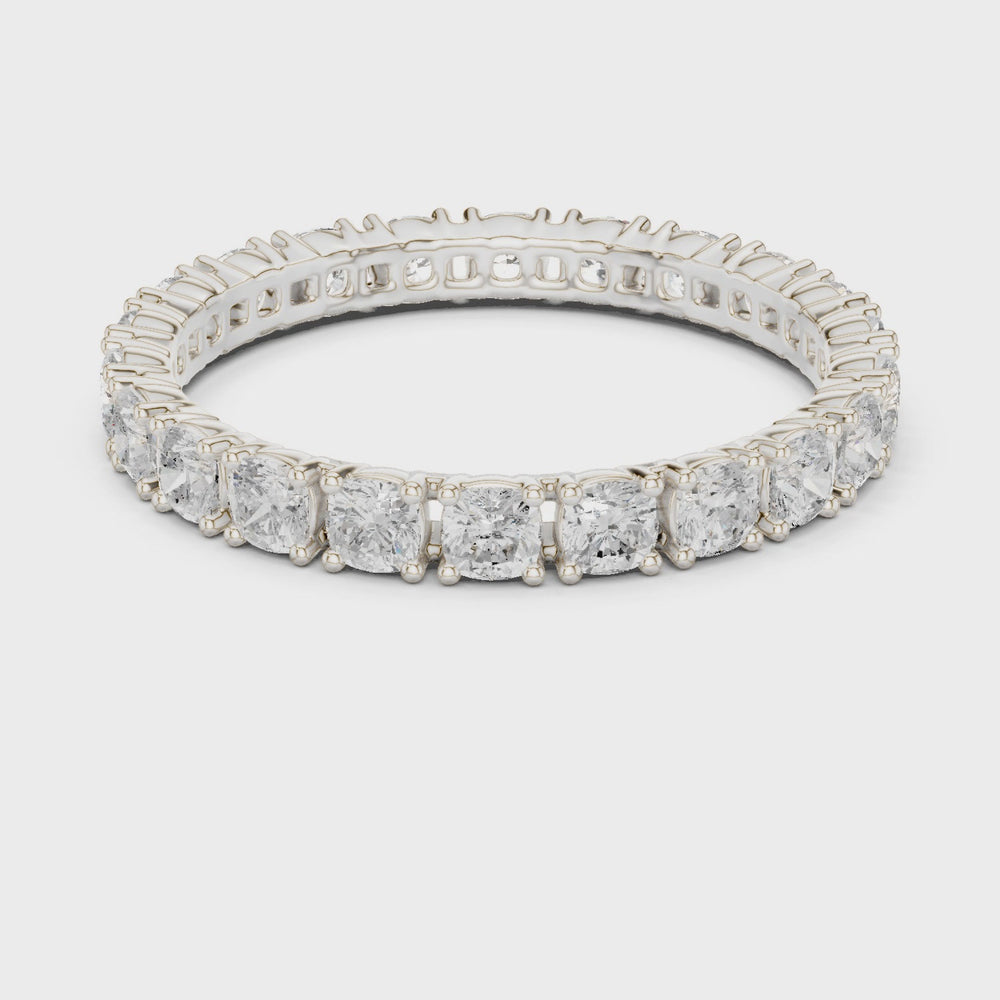 Full eternity cushion cut diamond band ring 